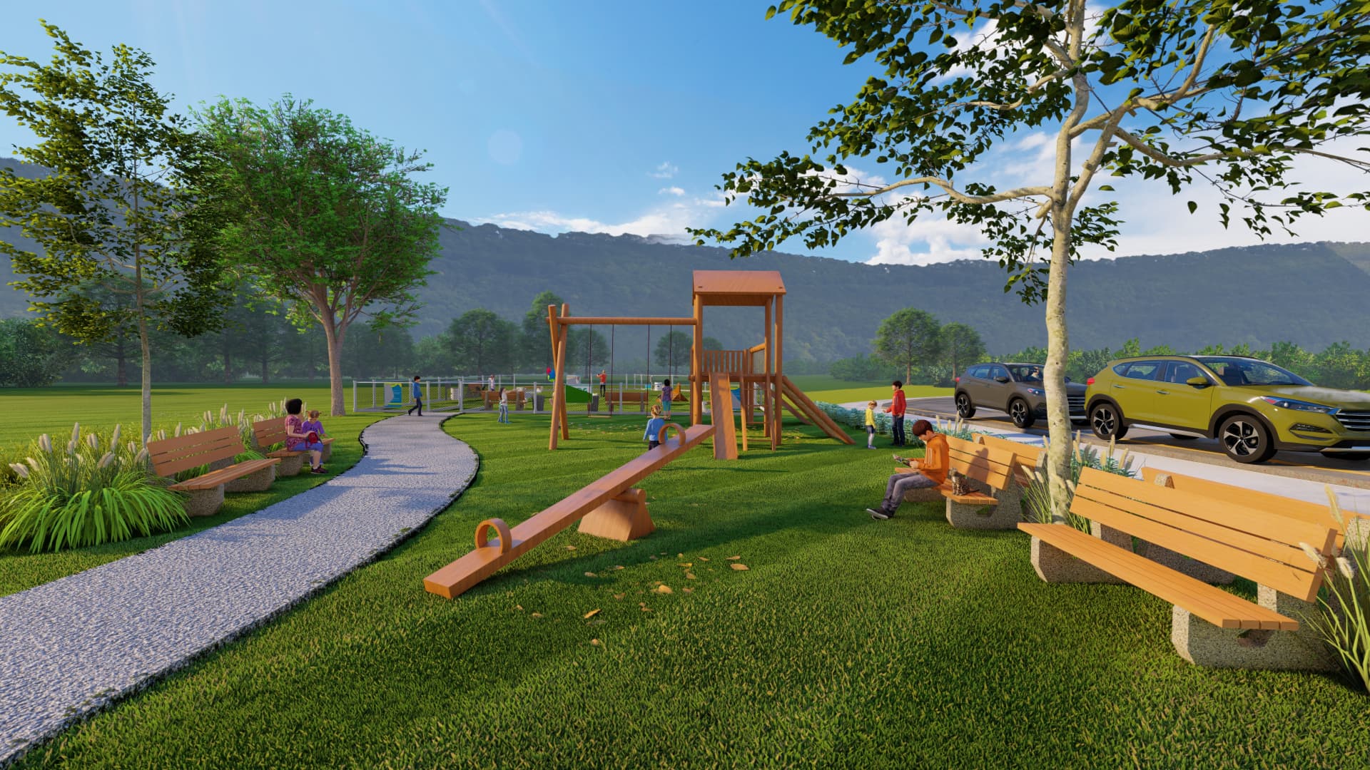 Praça e área de convivência planejada do Parque dos Pinheiros